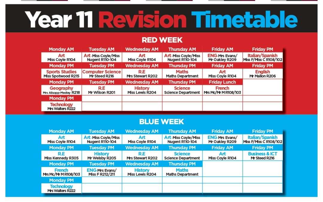 Year 11 Revision Sessions
