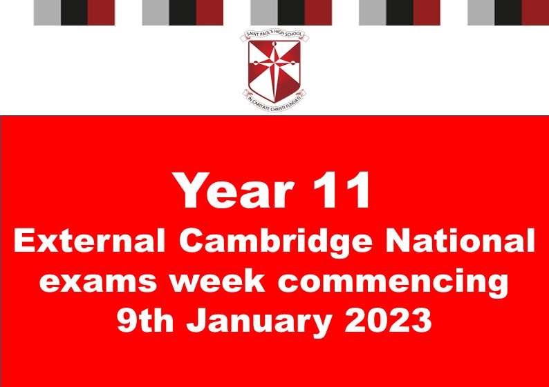 Year 11 External Cambridge National Exam Timetable