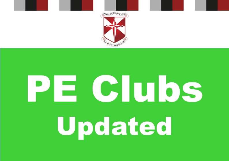 PE Extra-Curricular Clubs – Updated